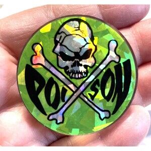 Pog Slammer POISON Skull and Crossbones Heavy Metal Vintage 90’s Holographic